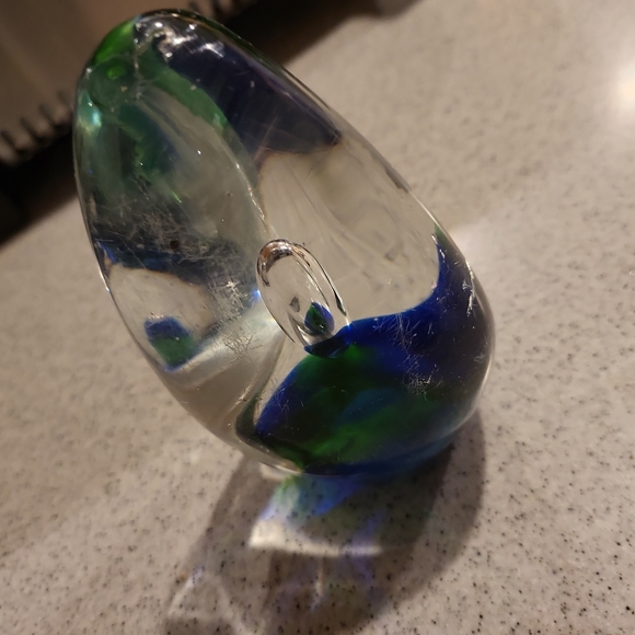 Distressed Vintage Murano Sumerso Glass Paperweight 5.25" - Picture 8 of 8